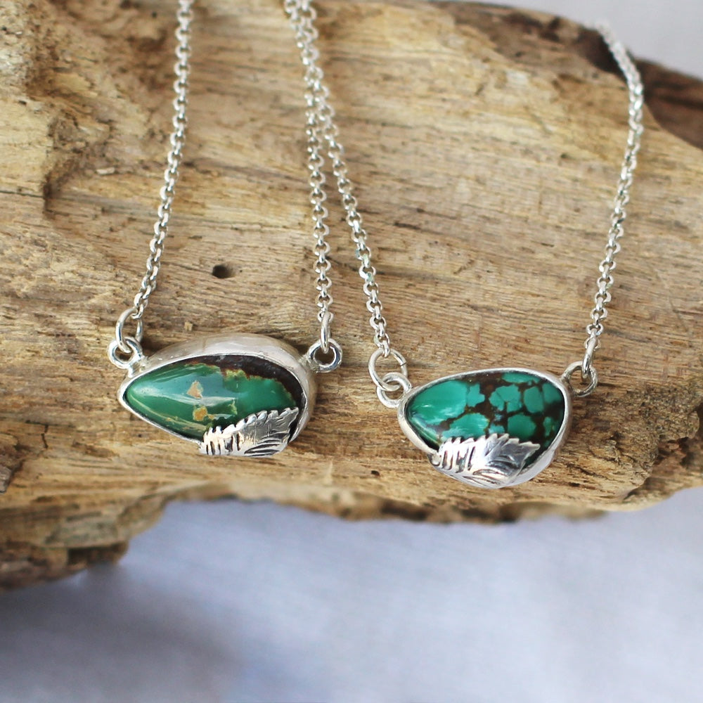 Sterling silver leaf turquoise 2024 necklace