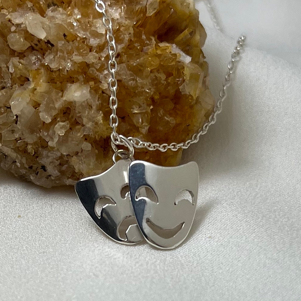 Handmade Sterling Silver Drama Theater Mask Pendant – Lucky Bee