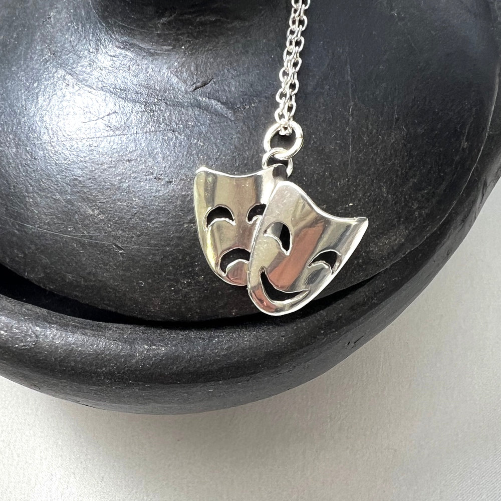 Handmade Sterling Silver Drama Theater Mask Pendant – Lucky Bee