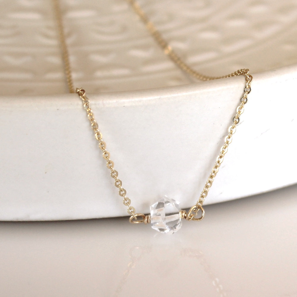 Herkimer Diamond Necklace, 14k Gold Filled Necklace, Raw Diamond Jewelry,  April Birthstone Jewelry, Raw Crystal Necklace Minimalist Necklace - Etsy